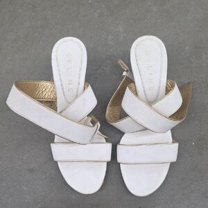 Celine White and Gold Sandals